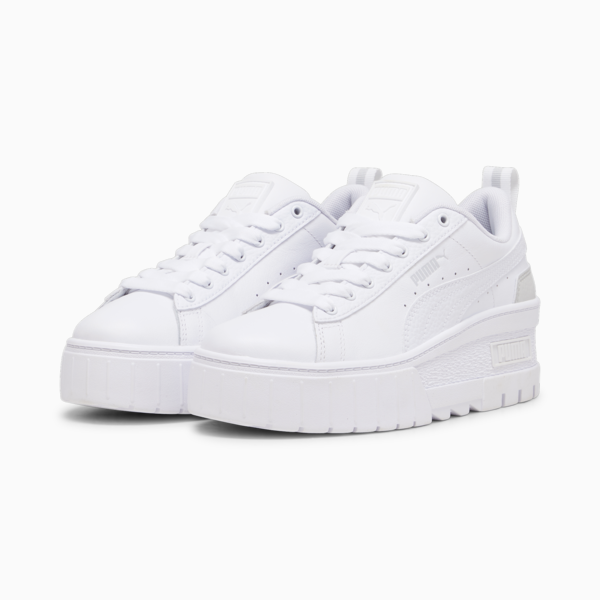 Mayze Wedge Sneakers Women, PUMA White-Ash Gray, large-ZAF