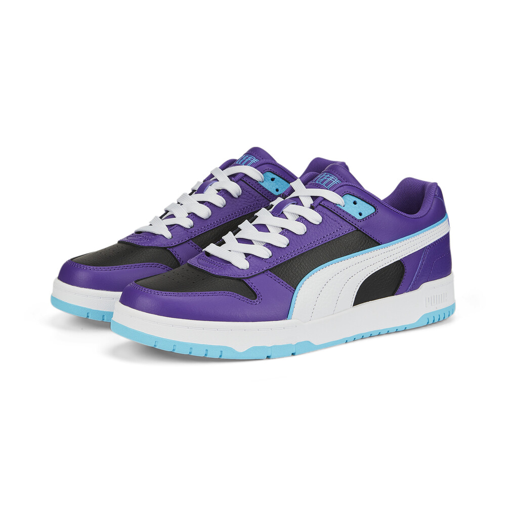 purple and white pumas