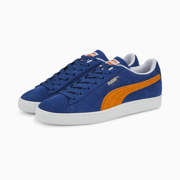 Suede Teams II Sneakers, Blazing Blue-Vibrant Orange-Puma White, large-ZAF