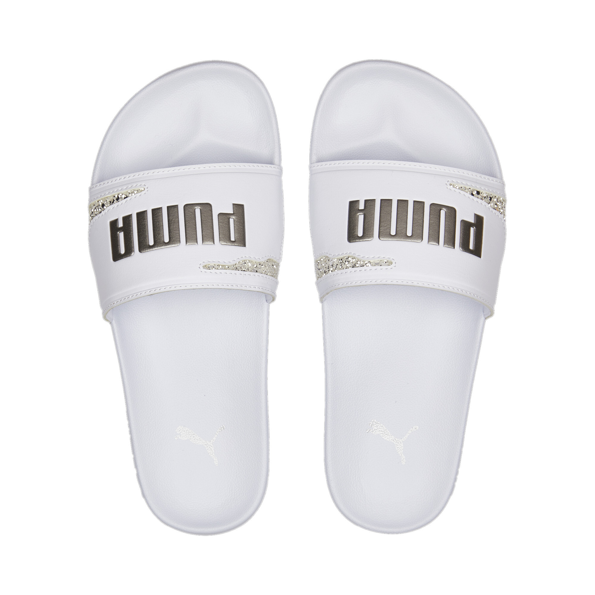 Women's PUMA Leadcat 2.0 Star Quality Slides Women In White/Silver, Size EU 38