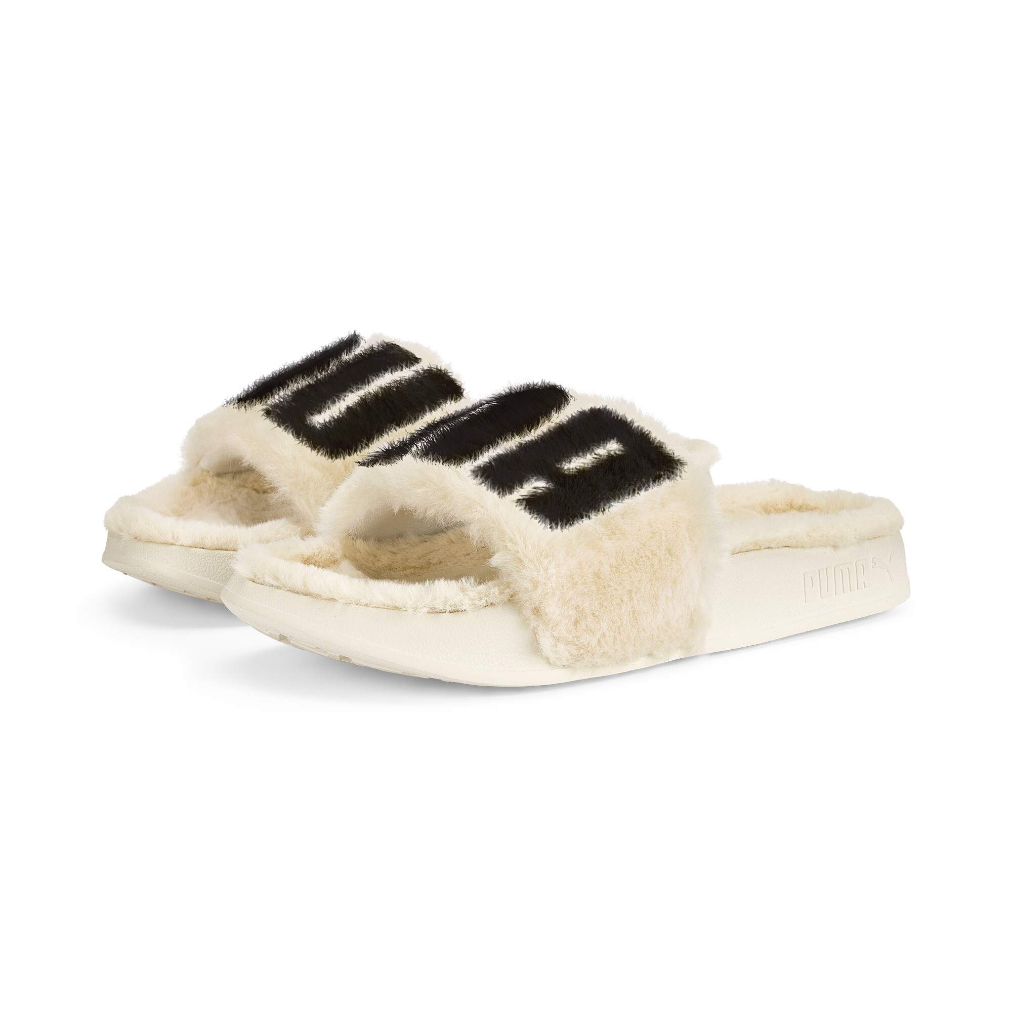 Women's Puma Leadcat 2.0 Fuzz Slides, Beige, Size 39, Shoes