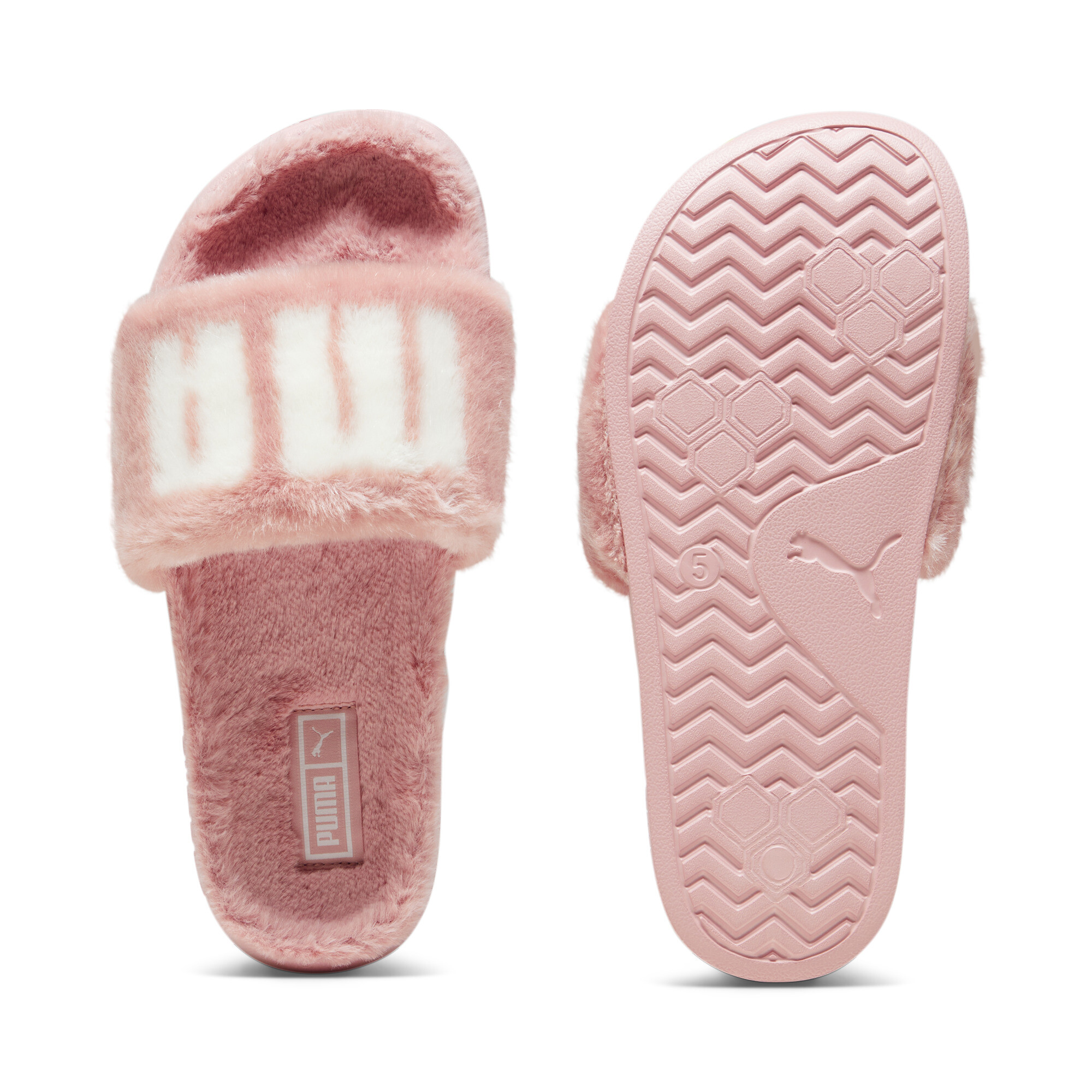 Puma pink cheap fuzzy slides