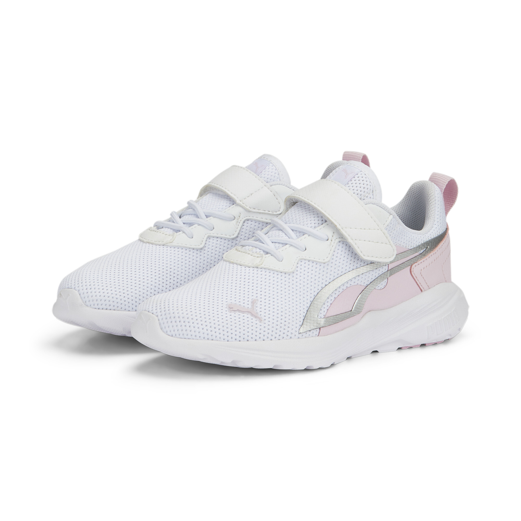 PUMA All-Day Active sneakers met alternatieve sluiting, Roze/Wit/Zilver, Maat 27,5 thumbnail 6