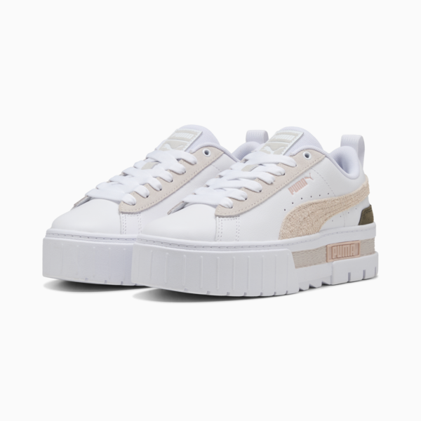 Mayze Mix Women's Sneakers, PUMA White-Alpine Snow-Loden Green, large-ZAF