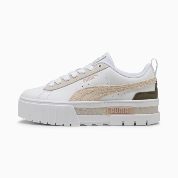 Mayze Mix Women's Sneakers, PUMA White-Alpine Snow-Loden Green, large-ZAF