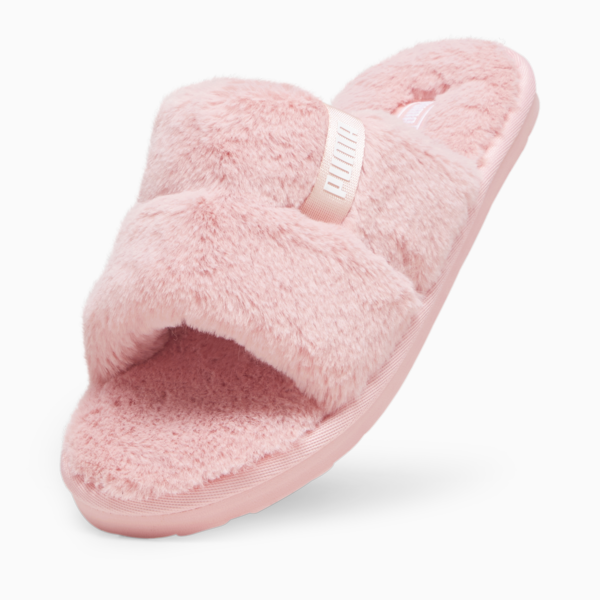 Fluff Solo Slippers Women, Peach Smoothie-PUMA White, large-ZAF
