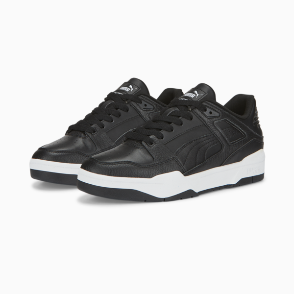Slipstream Leather Sneakers, Puma Black-Puma White, large-ZAF