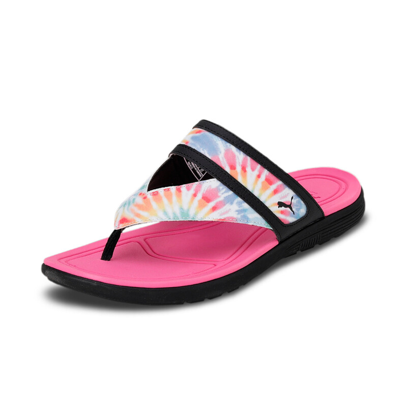 Women s PUMA SOFTRIDE Sunny Tie Dye Flip Flops Sandals in Black