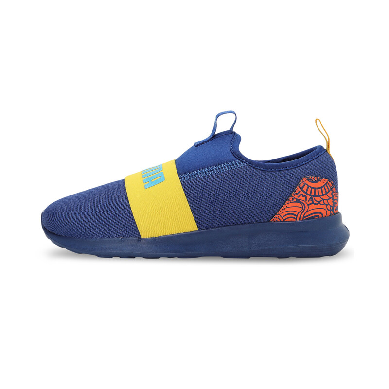 Kids PUMA Charlie V2 Youth Sneakers in Black/Blue/Yellow size 5
