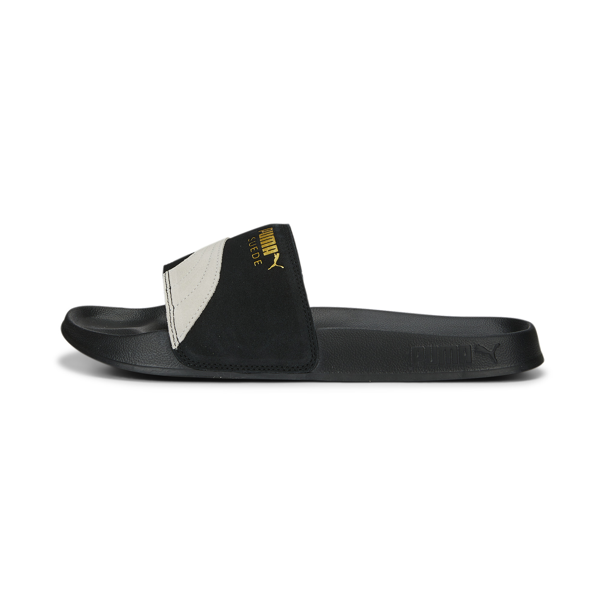 Puma Leadcat 2.0 Suede OG Slides | Mit Plain | Black/White/Metallic Gold | Größe: 44.5