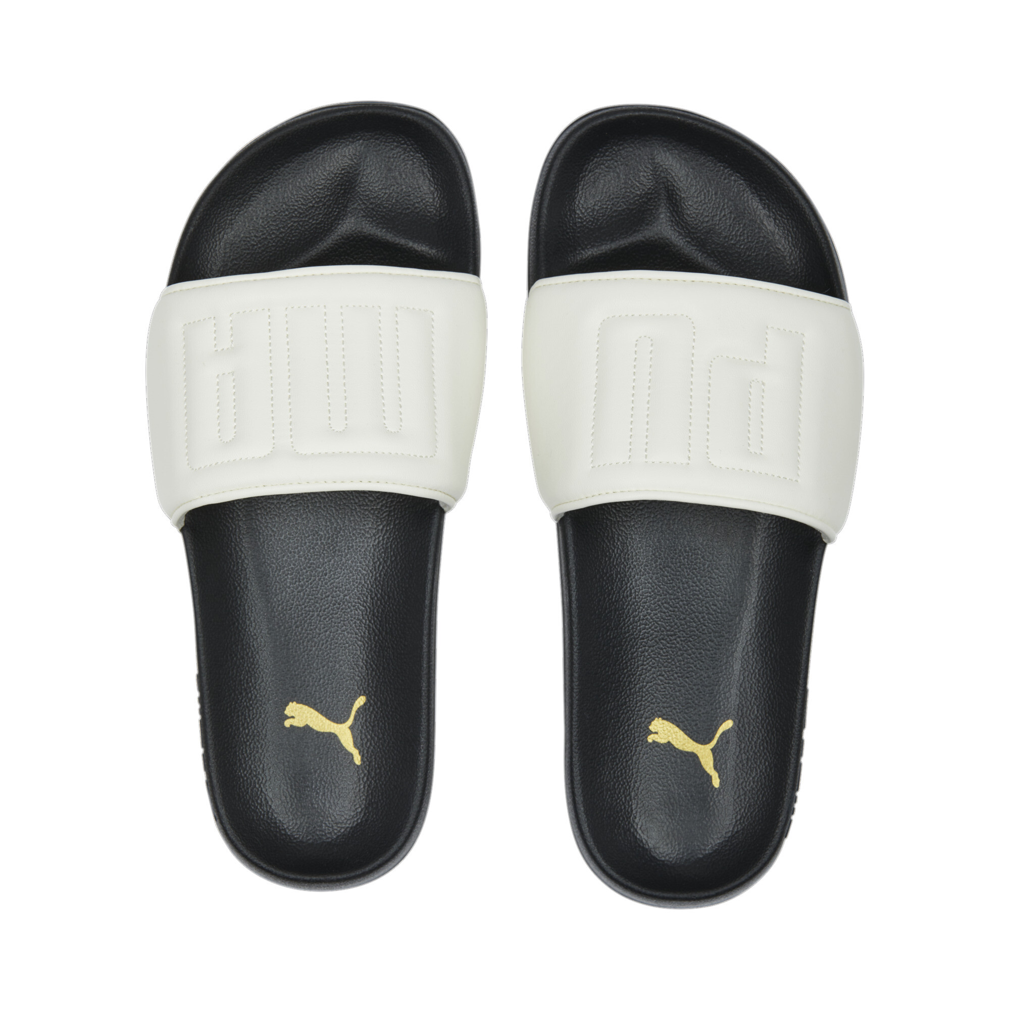 Women's PUMA Leadcat 2.0 Quilted Slides Women In White/Gold, Size EU 40.5
