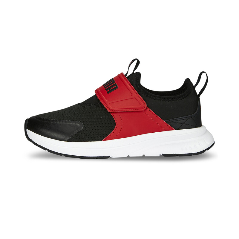 Kids PUMA Evolve Slip On Youth Sneakers in White/Black/Red size 3