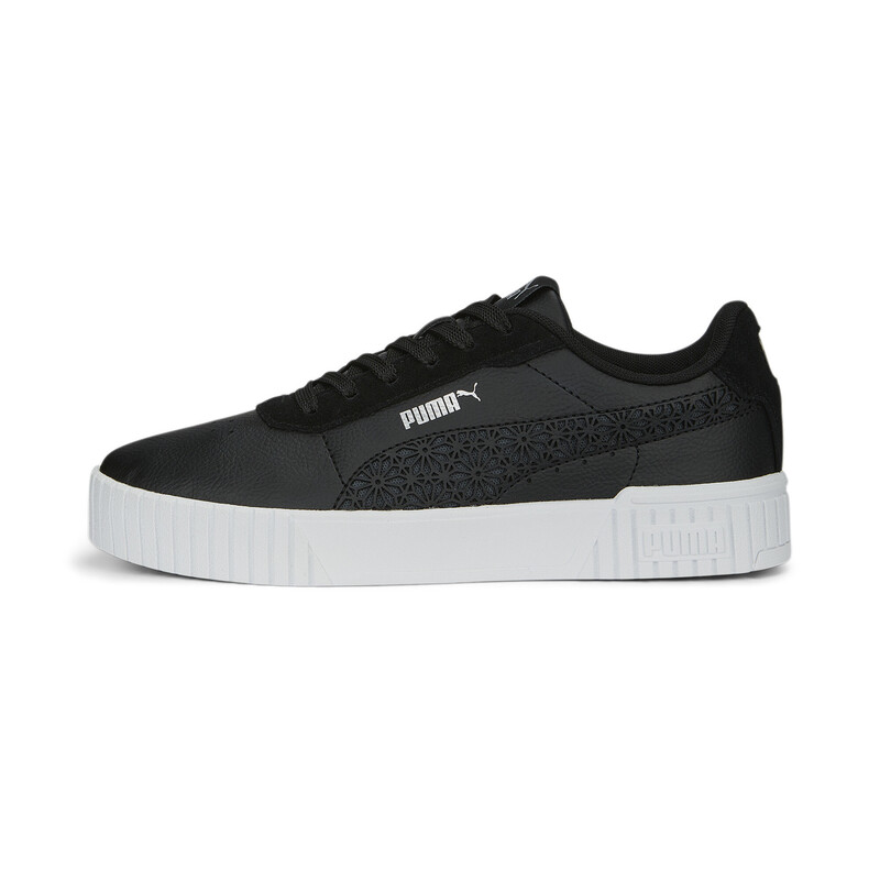 Women's PUMA Carina 2.0 Laser Cut Sneakers in Black/Gray/Silver size 4 ...