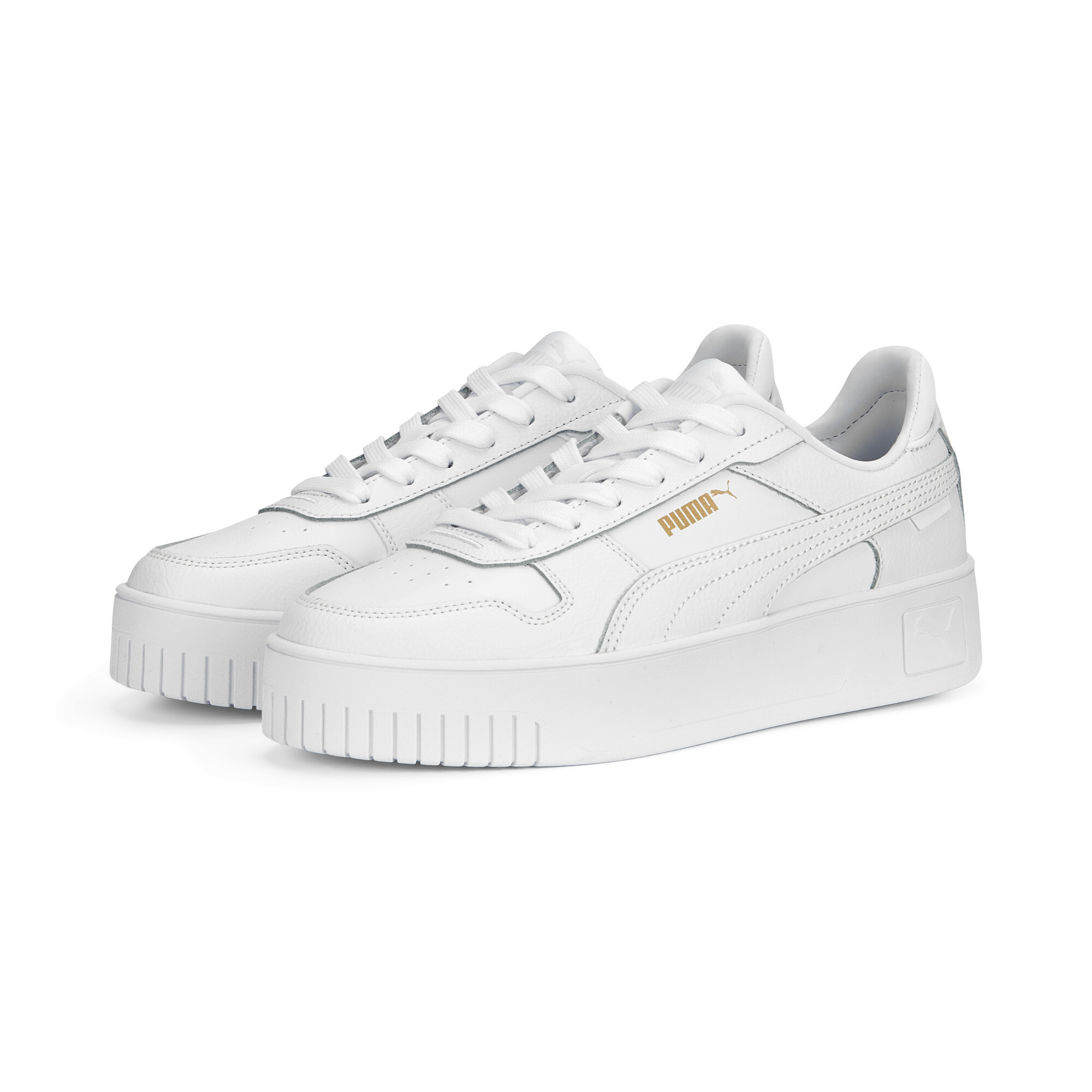 Women's PUMA Carina Street Sneakers Women In White/Gold, Size EU 37