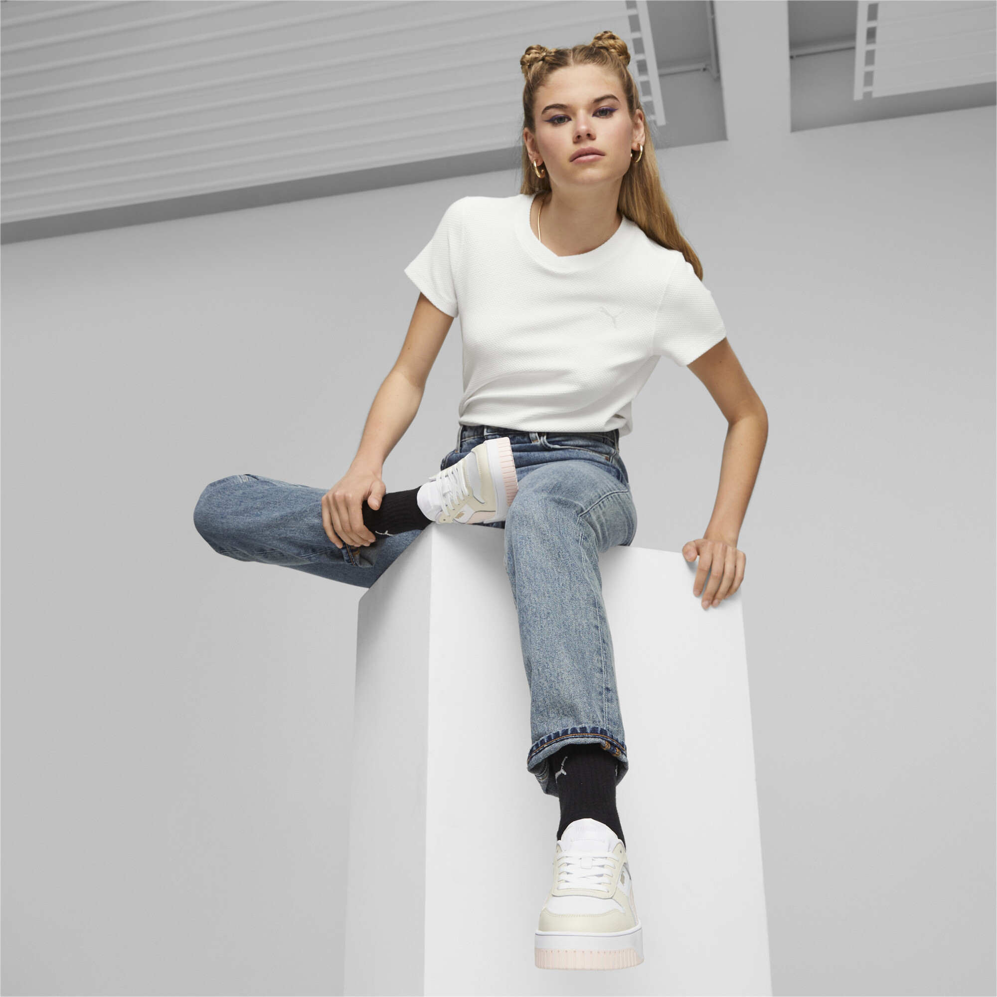 PUMA Carina Street sneakers voor Dames, Roze/Wit, Maat 36 thumbnail 7