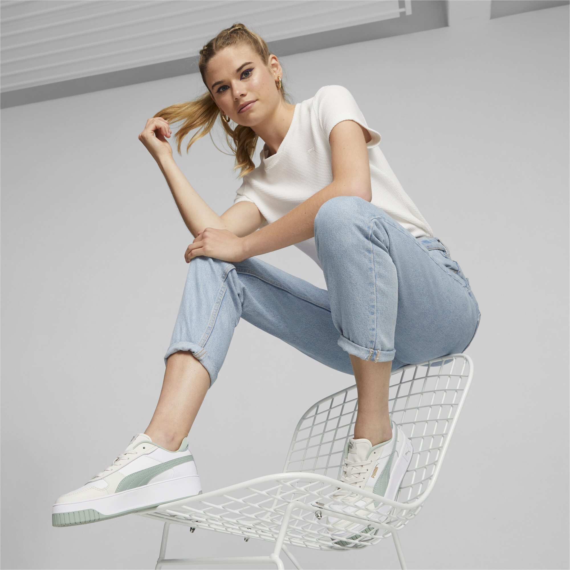 PUMA Carina Street sneakers voor Dames, Groen/Grijs/Wit, Maat 42 thumbnail 7