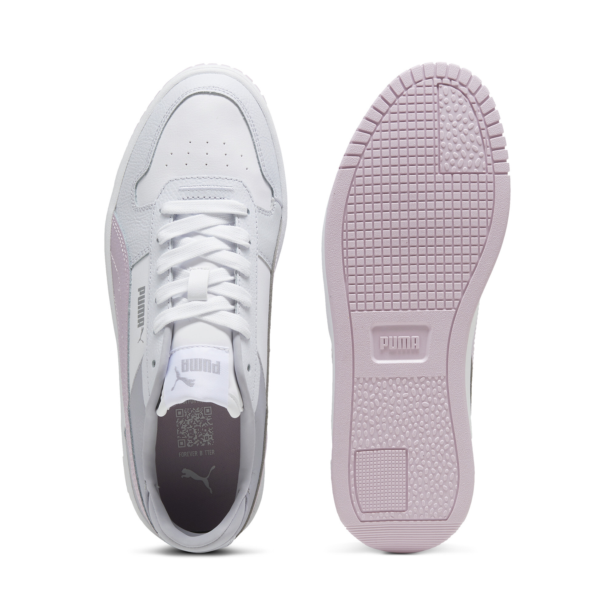 PUMA Carina Street sneakers voor Dames, Wit/Paars/Zilver, Maat 41 thumbnail 4