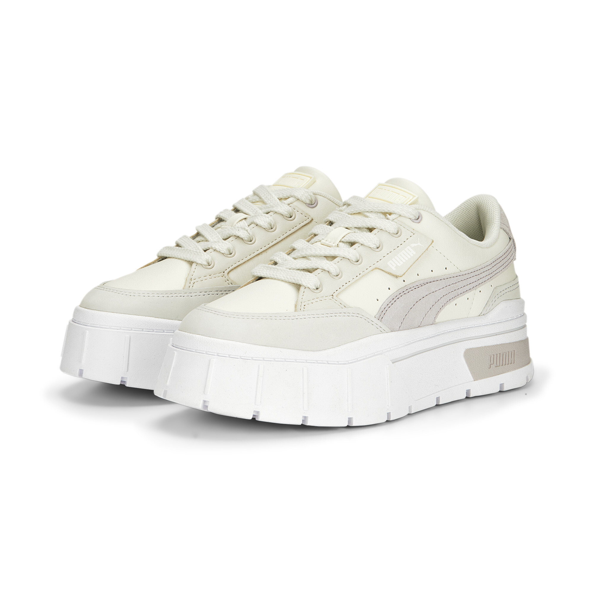 Women's PUMA Mayze Stack Luxe Sneakers Women In White, Size EU 36