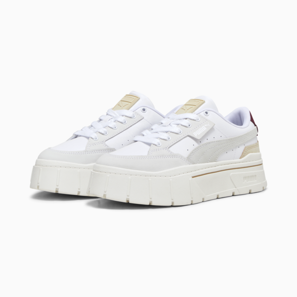 Mayze Stack Luxe Sneakers Women, PUMA White-Warm White-Dark Jasper, large-ZAF
