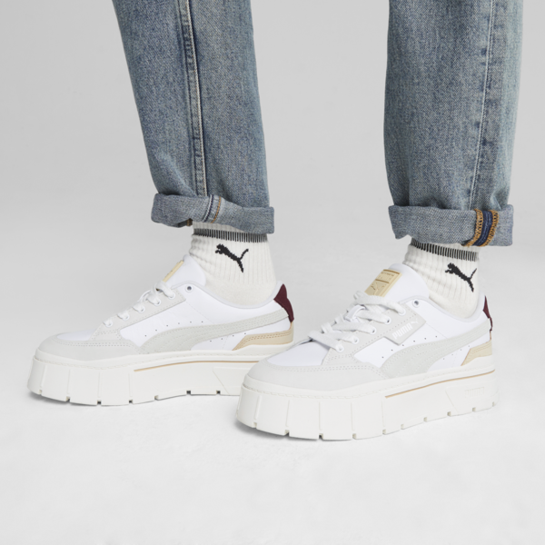 Mayze Stack Luxe Sneakers Women, PUMA White-Warm White-Dark Jasper, large-ZAF