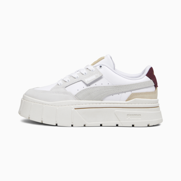 Mayze Stack Luxe Sneakers Women, PUMA White-Warm White-Dark Jasper, large-ZAF