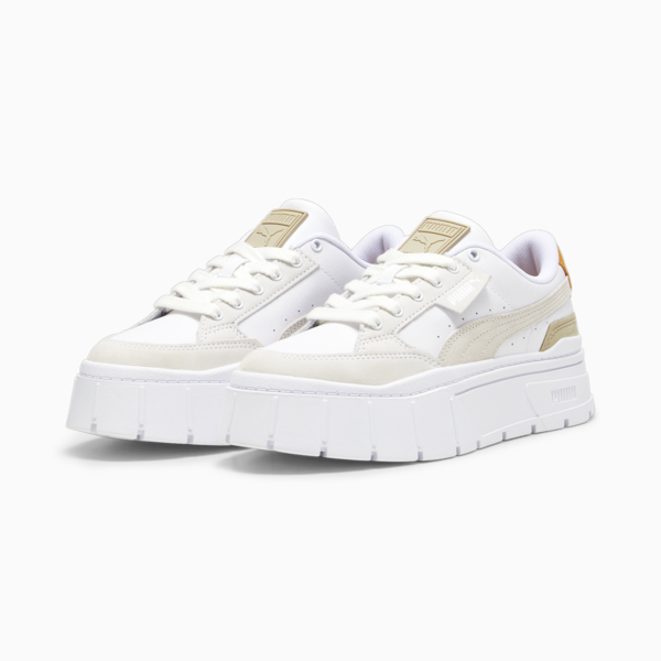 Mayze Stack Luxe Sneakers Women, PUMA White-Ginger Tea, large-ZAF