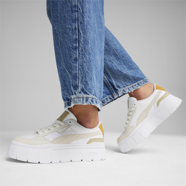 Mayze Stack Luxe Sneakers Women, PUMA White-Ginger Tea, large-ZAF