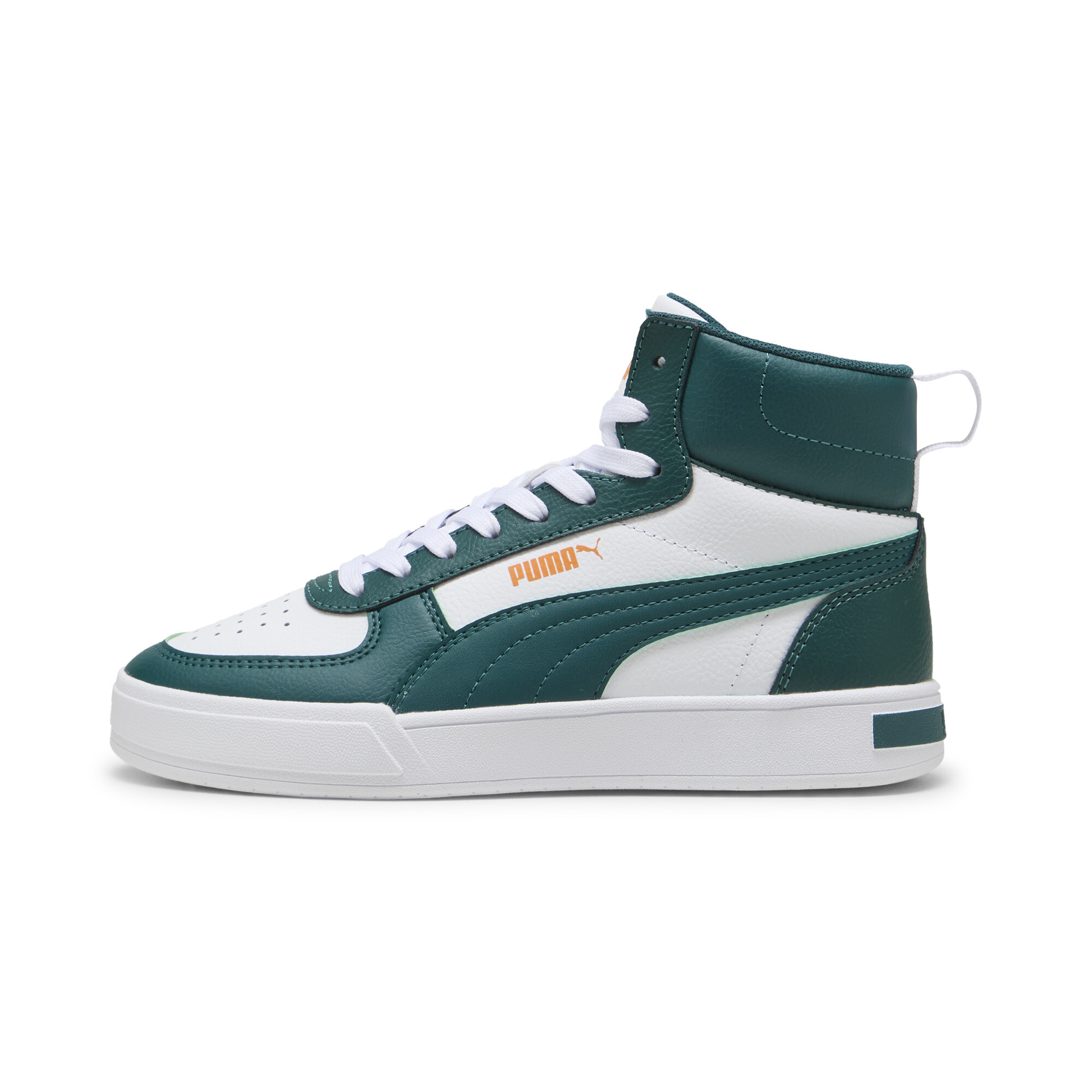 Puma Caven Mid Sneakers Jugend Schuhe Für Für Kinder | White/Varsity Green/Pumpkin Pie | Größe: 35.5