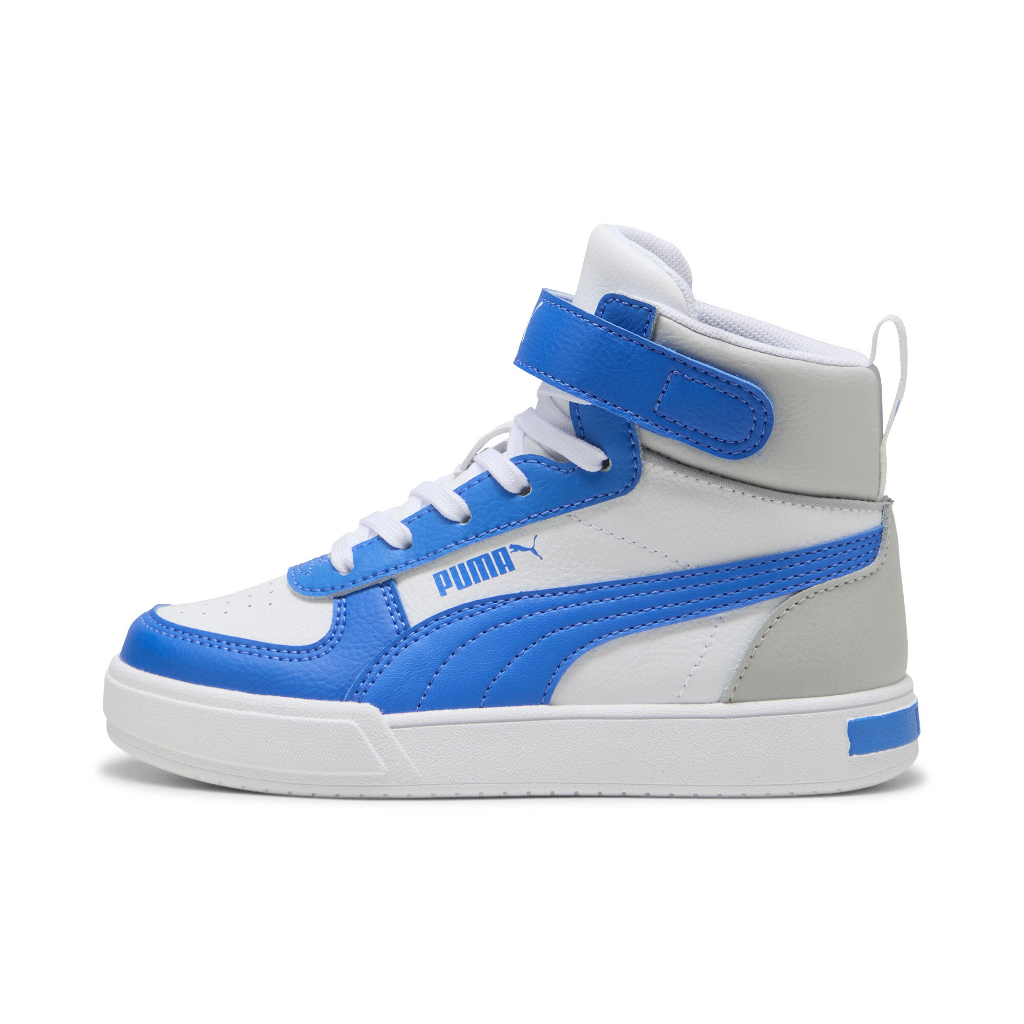 Puma Caven Mid Sneakers Kinder Schuhe | White/Racing Blue/Ash Gray | Größe: 32