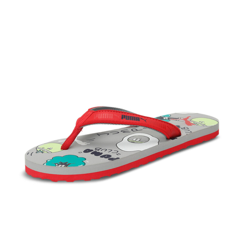 

PUMA Hop Youth Flip Flops, White/gray/green