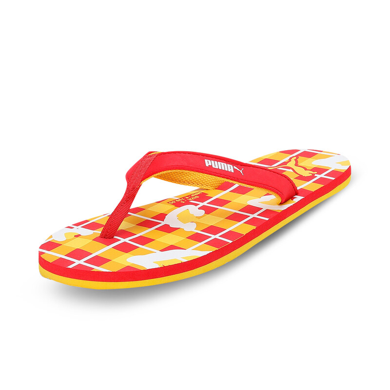 Kids PUMA Bobble Youth Flip Flops in Black Blue Yellow size 12 Y