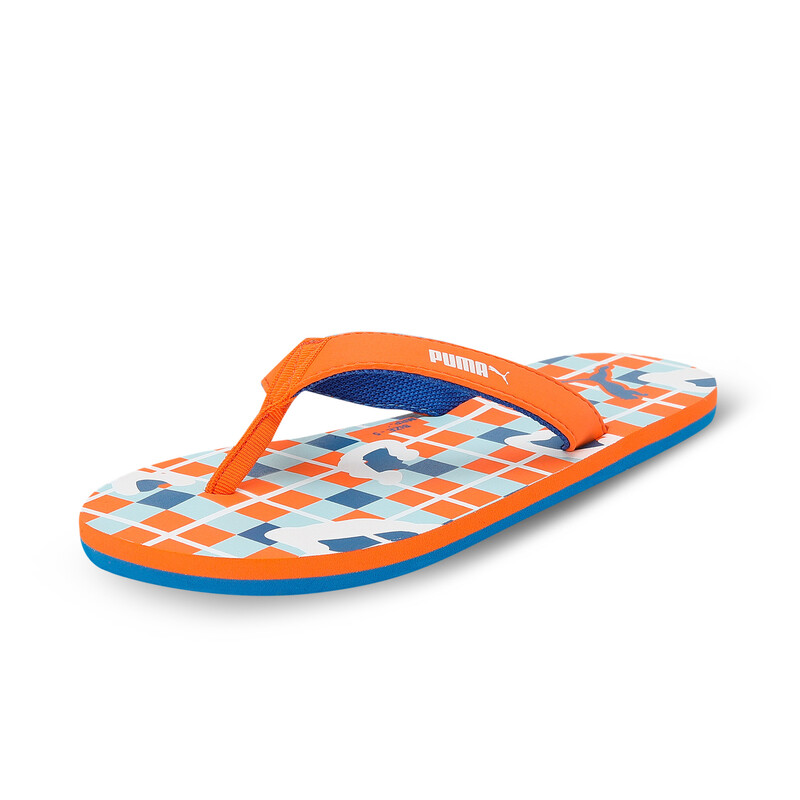 Kids PUMA Bobble Youth Flip Flops in White/Black/Blue size 13-Y