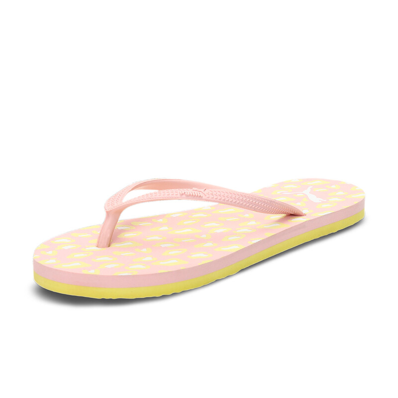 

Women's PUMA Livia Flip Flops, White/pink/yellow