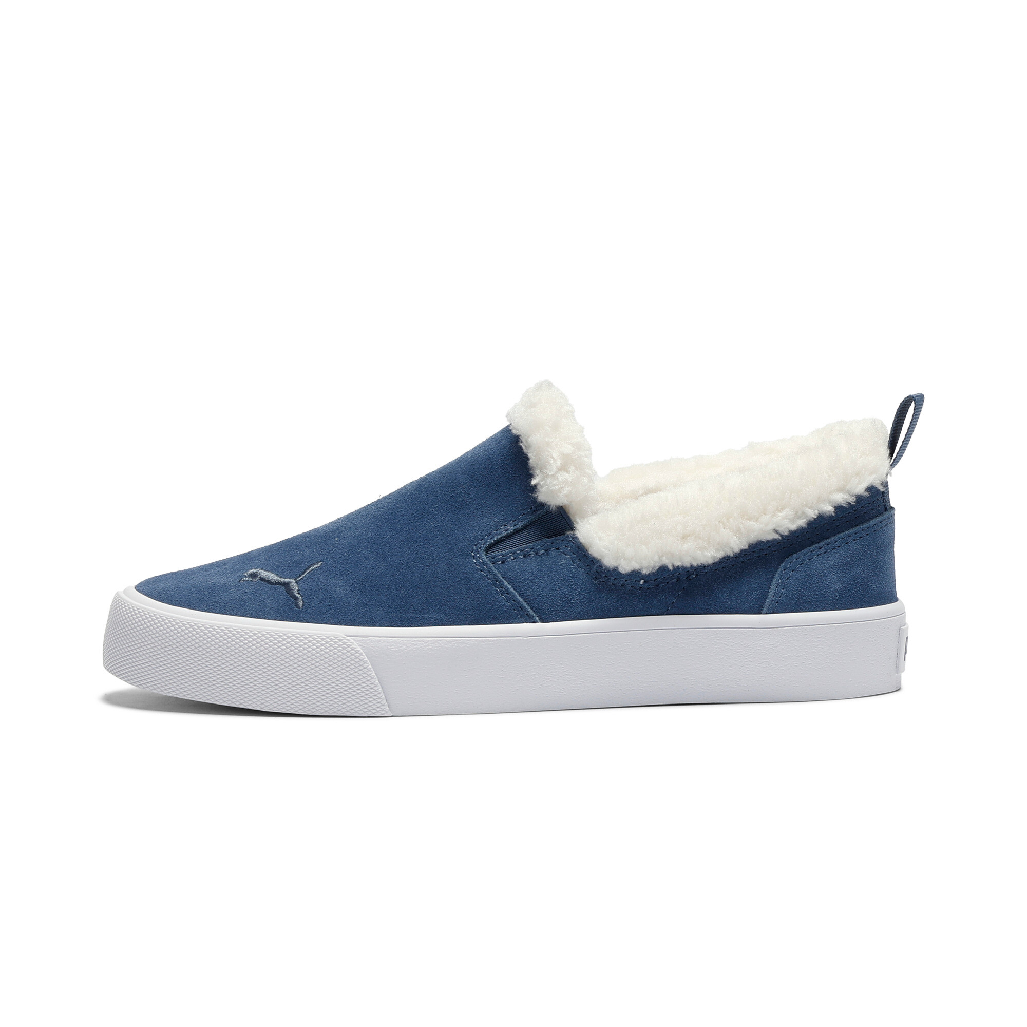 Puma Bari Comfort Shearling Women's Slip-on Shoes In Blue