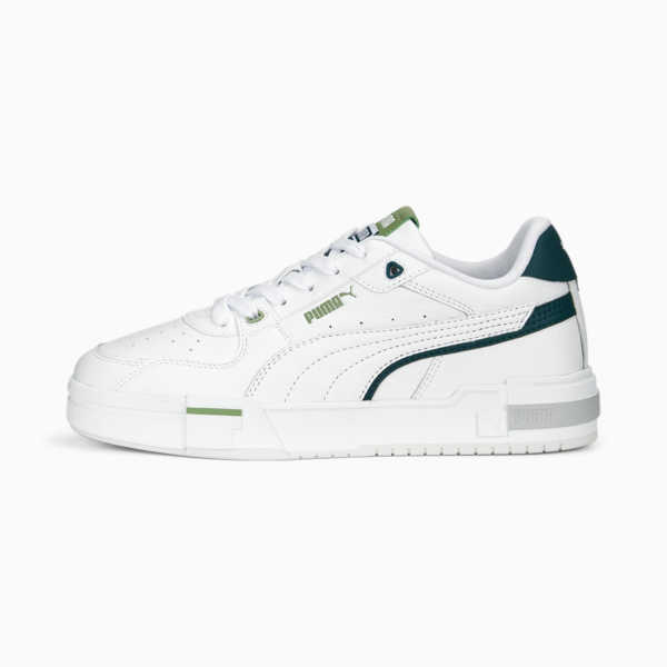 CA Pro Glitch Leather Sneakers, PUMA White-Varsity Green-Feather Gray, large-ZAF