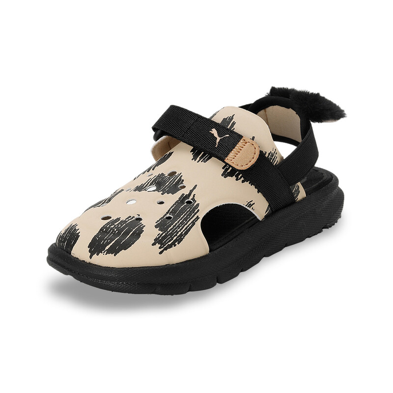 PUMA Evolve Mates Kids' Sandals in Black/Gray/Gold size 10-Y