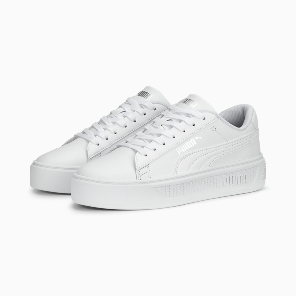 Tenis Smash Platform V3 para mujer, PUMA White-PUMA Silver, large-MEX