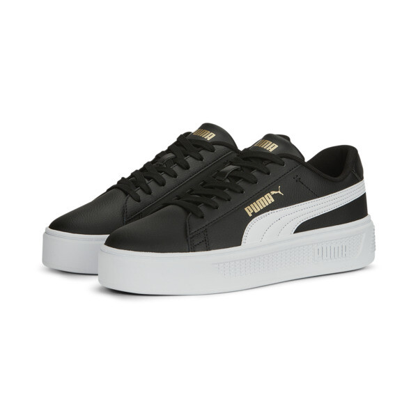 Smash Platform v3 Sneakers Women, PUMA Black-PUMA White-PUMA Gold, large-ZAF