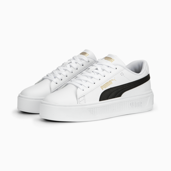 Smash Platform v3 Sneakers Women, PUMA White-PUMA Black-PUMA Gold, large-ZAF