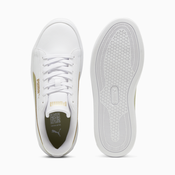 Smash Platform v3 Sneakers Women, PUMA White-Calming Green-PUMA Gold, large-ZAF