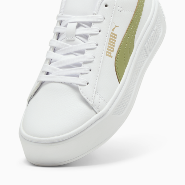 Smash Platform v3 Sneakers Women, PUMA White-Calming Green-PUMA Gold, large-ZAF