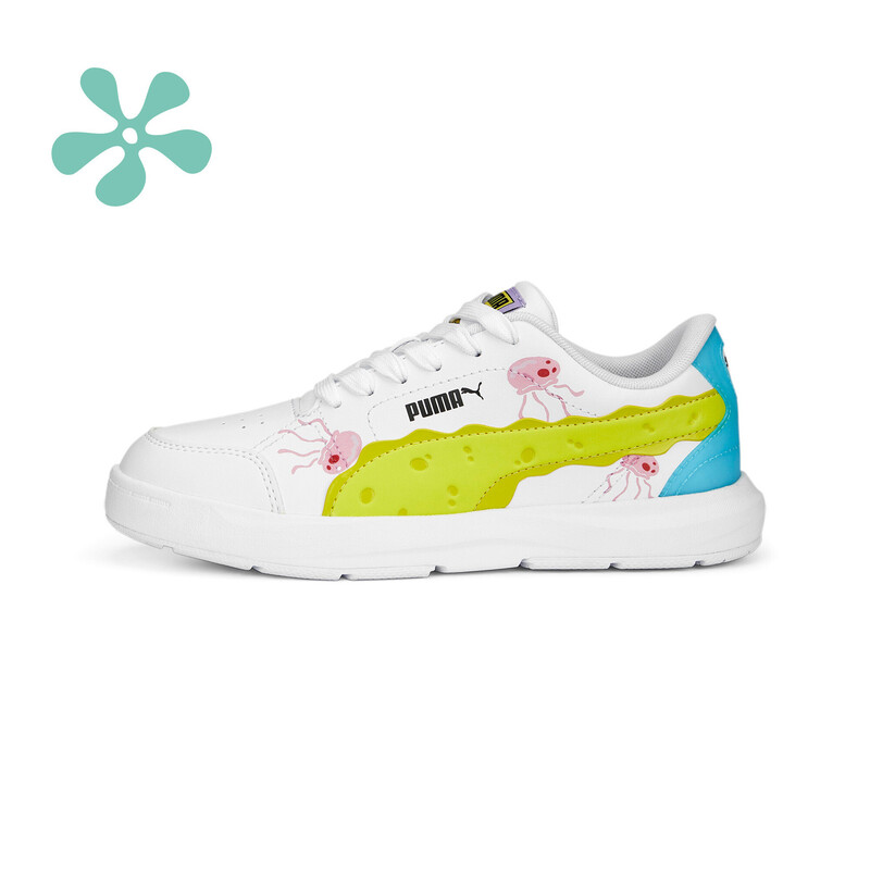 PUMA X SPONGEBOB Evolve Court Youth Sneakers in White Black Pink