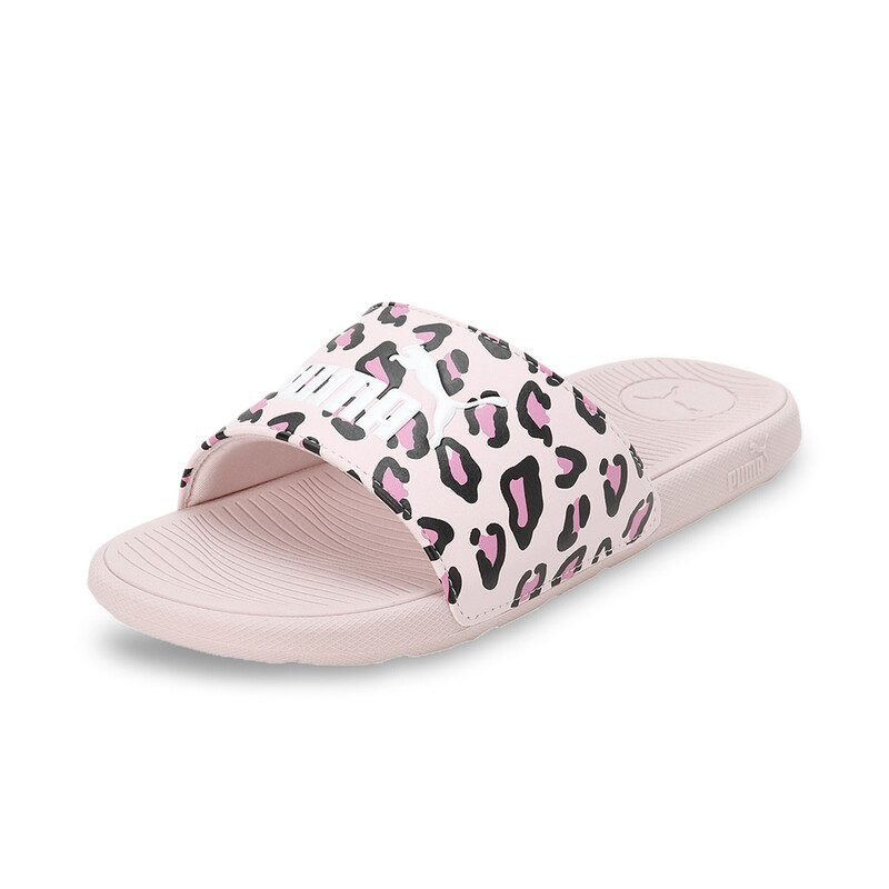 

PUMA Cool Cat 2.0 Summer Roar Youth Slides, White/black/pink