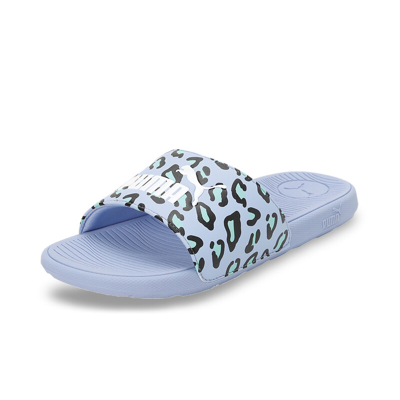 

PUMA Cool Cat 2.0 Summer Roar Youth Slides, White/black/violet