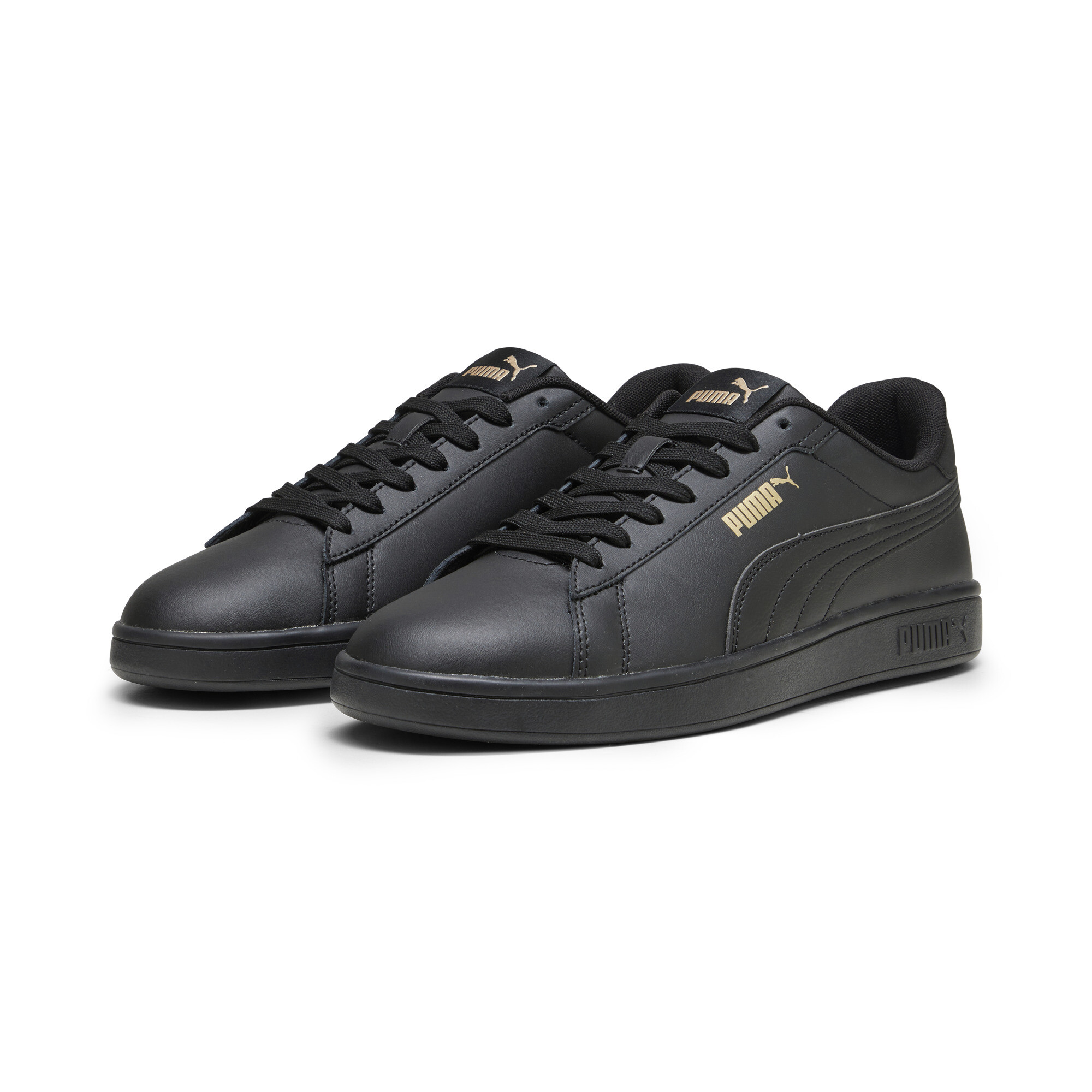 Men's PUMA Smash 3.0 L Sneakers In Black/Gold, Size EU 46