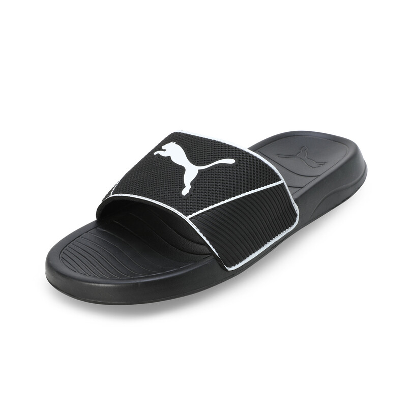 PUMA Popcat 20 Shower Res Unisex Slides in White/Black size UK 8