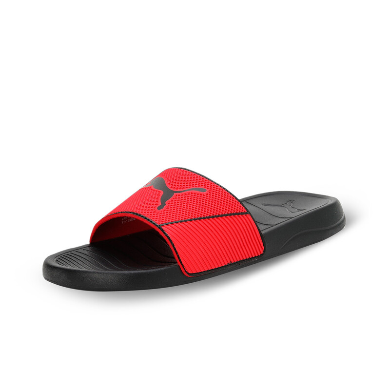 PUMA Popcat 20 Shower Res Unisex Slides in Black/Red size UK 9