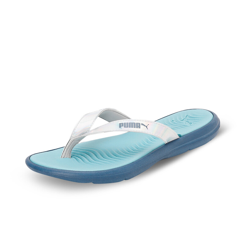 PUMA Silvia Flip Flops Sandals in Silver Blue size UK 4 PUMA