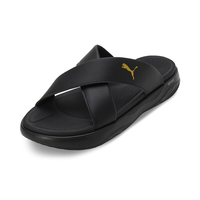 PUMA SOFTRIDE Seave Unisex Sandals in Black/Gold size UK 7