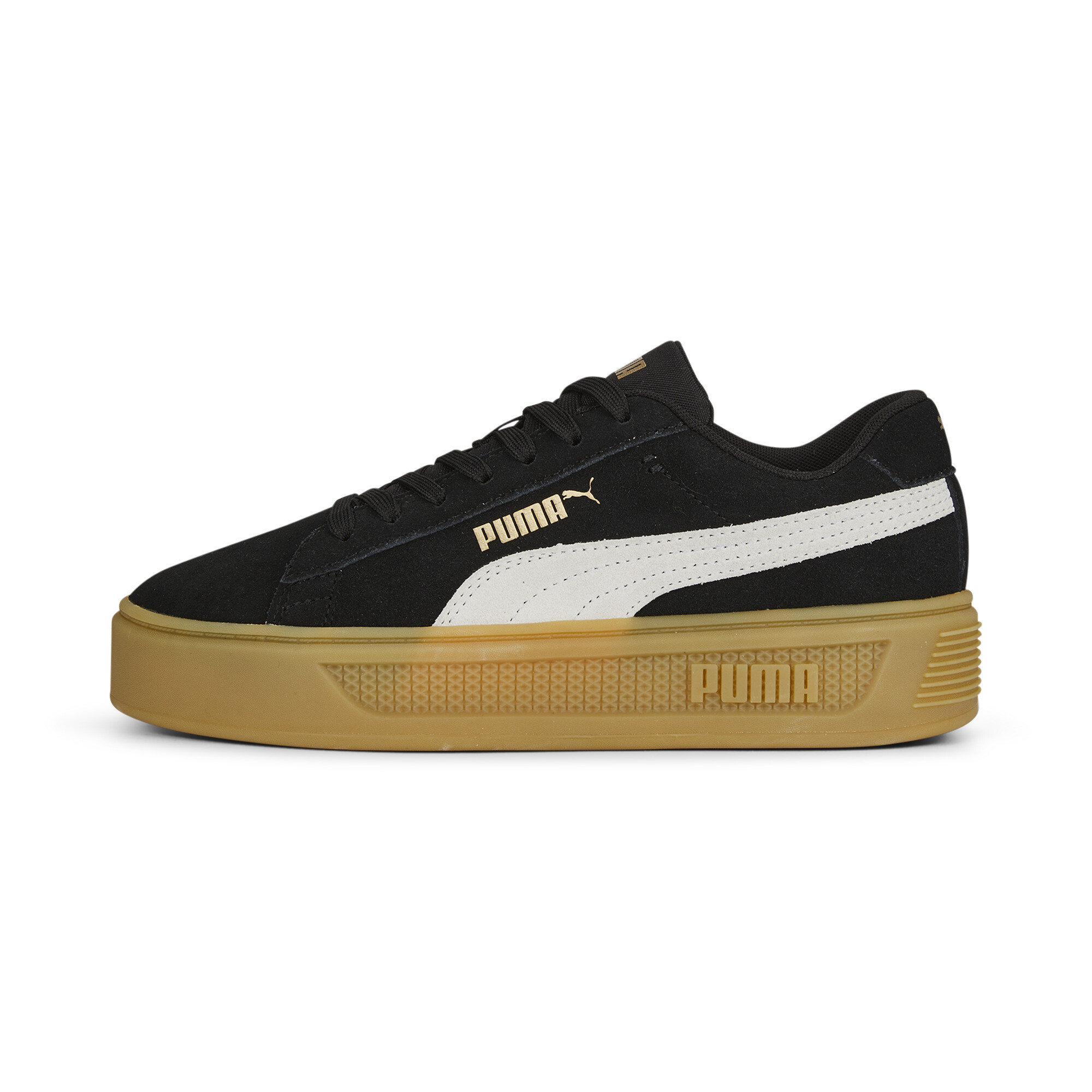 Puma Smash Platform V3 Suede Sneakers für Damen Schuhe | Mit Plain | Black/White/Gold | Größe: 35.5